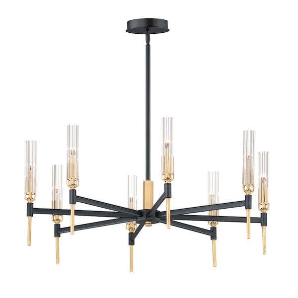 Maxim Lighting Flambeau 8-Light 33" Wide Black / Antique Brass Chandelier 16128CLBKAB - main